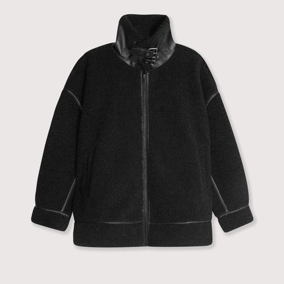 OAK + FORT Jackets & Blazers - Black Sherpa Biker Jacket OAK + FORT